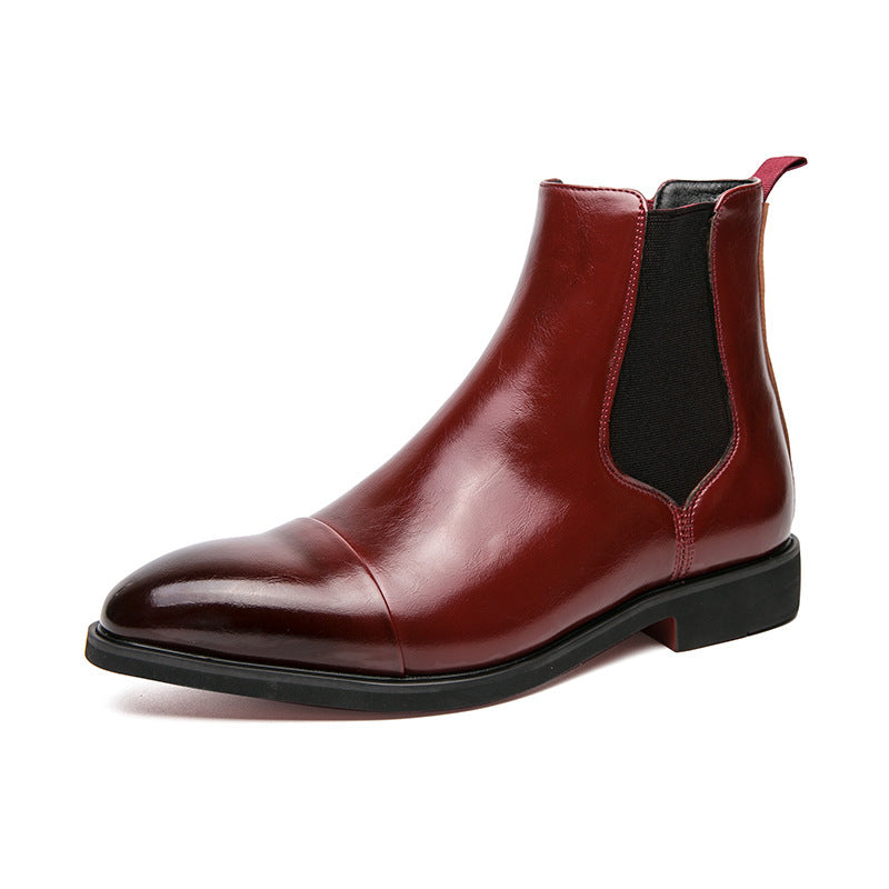 Torino Men's Leather Chelsea Boot in Red, view 1