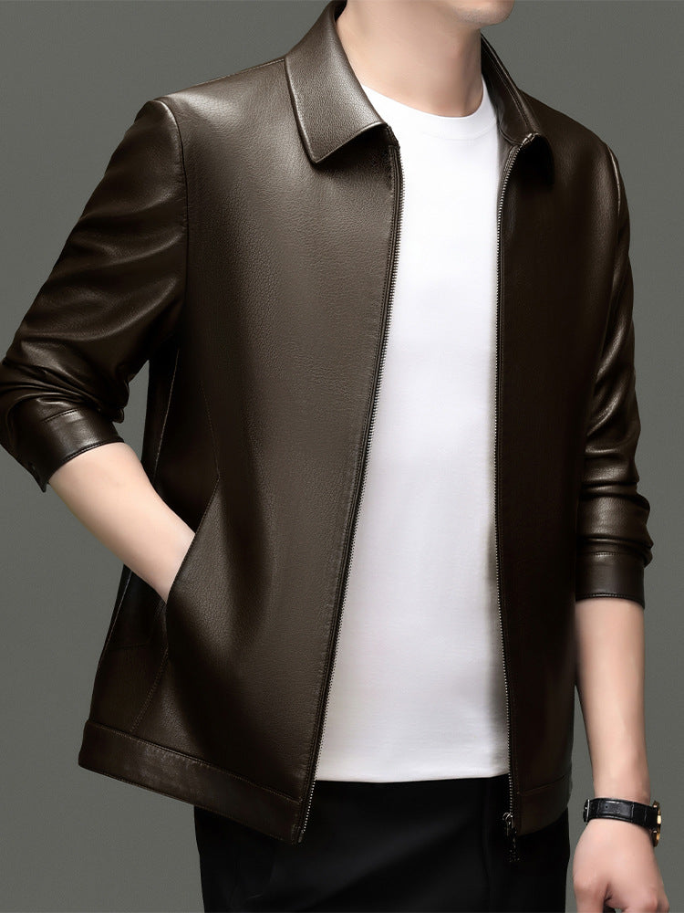 Teresopolis Men's Brown Leather Jacket in Brown Color (velvet Lining), view 1