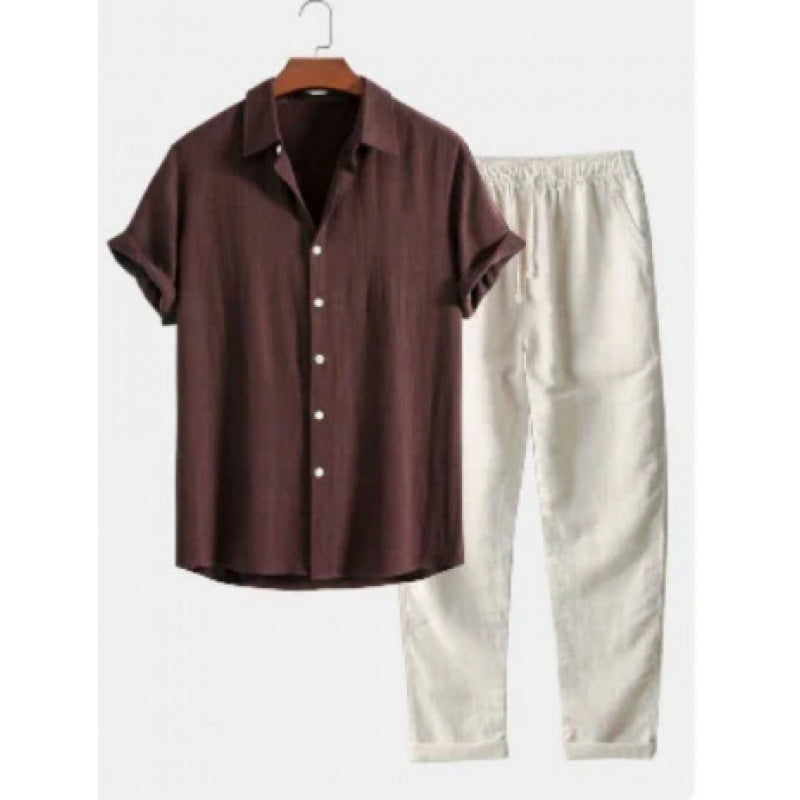 Boipeba Men's Pinstripe Shirt & Pants Set, view 10