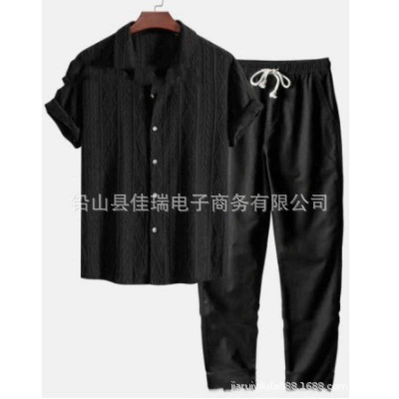Boipeba Men's Pinstripe Shirt & Pants Set, view 16