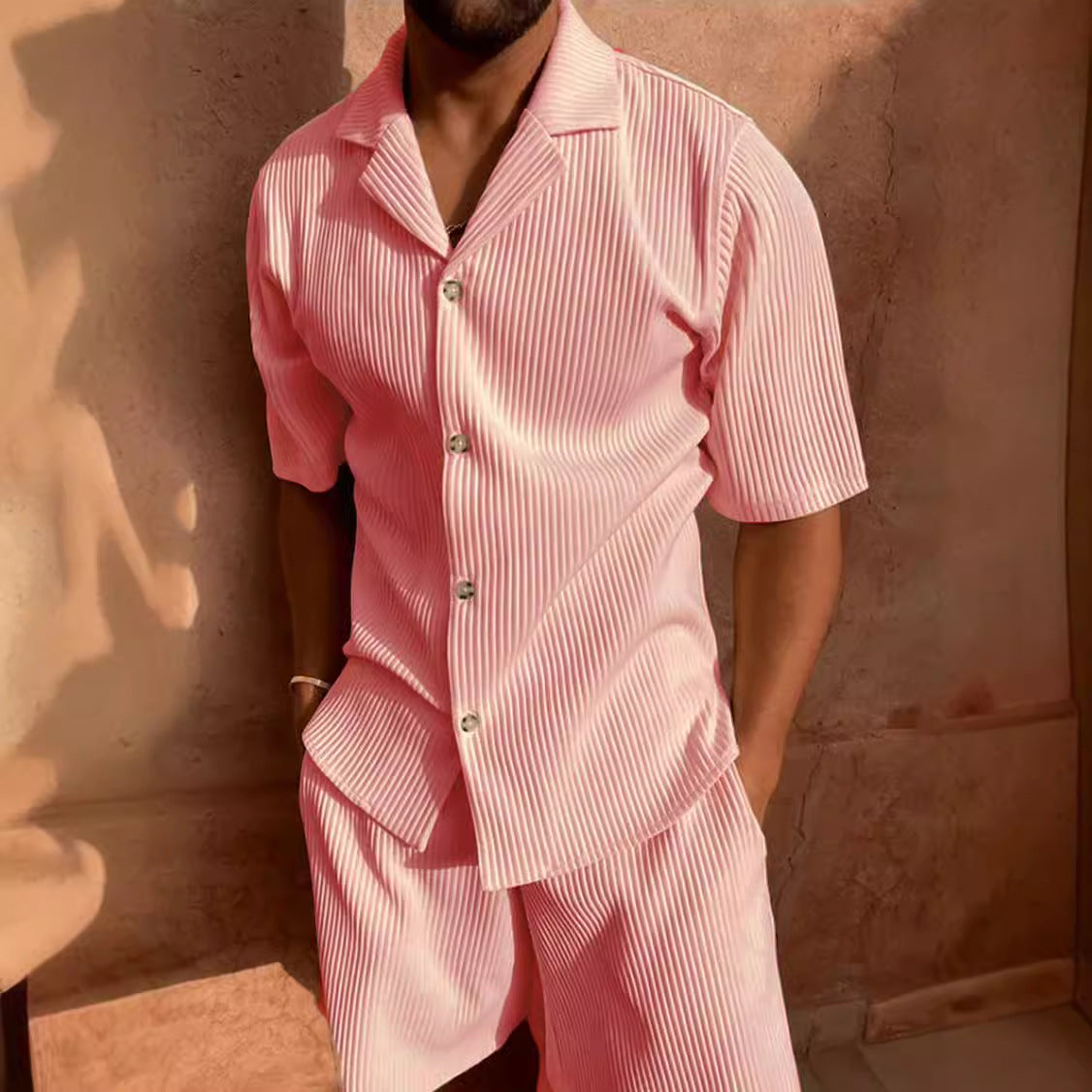 Camburi Men's Ribbed Shirt & Shorts Set, view 7