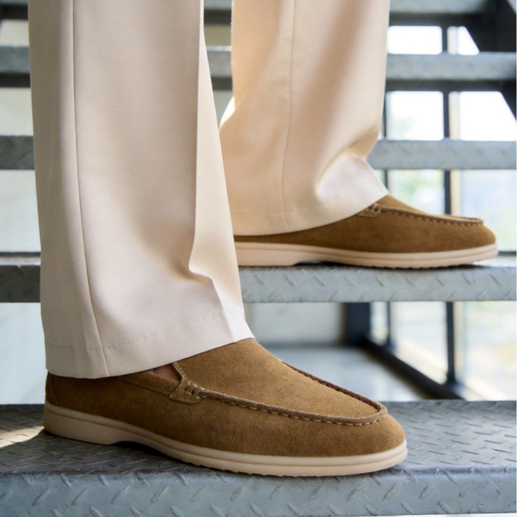 Ravello Men's Suede Loafer in Tabacco, view 8