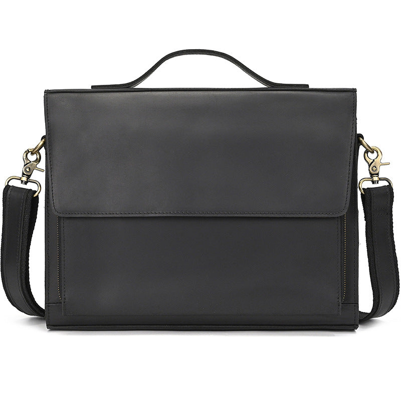 Bergamo Men's Leather Briefcase in black, view 1