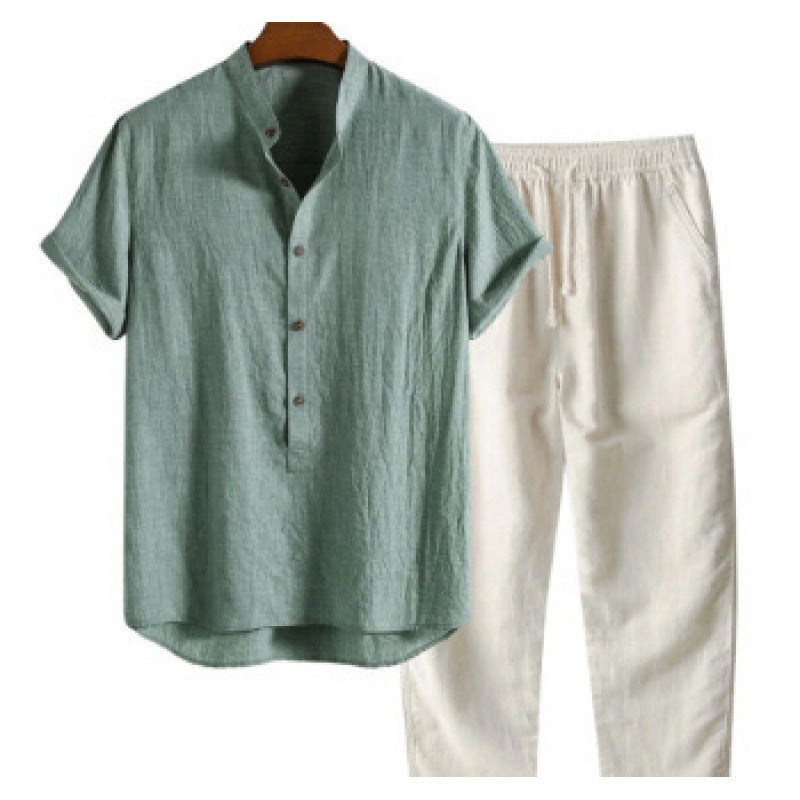 Boipeba Men's Pinstripe Shirt & Pants Set, view 8