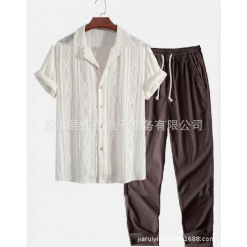 Boipeba Men's Pinstripe Shirt & Pants Set, view 26