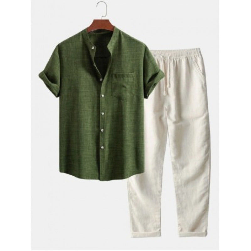 Boipeba Men's Pinstripe Shirt & Pants Set, view 7