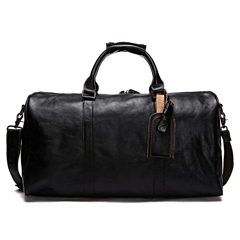 Livorno Men's Leather Weekender Duffle Bag in black, view 1