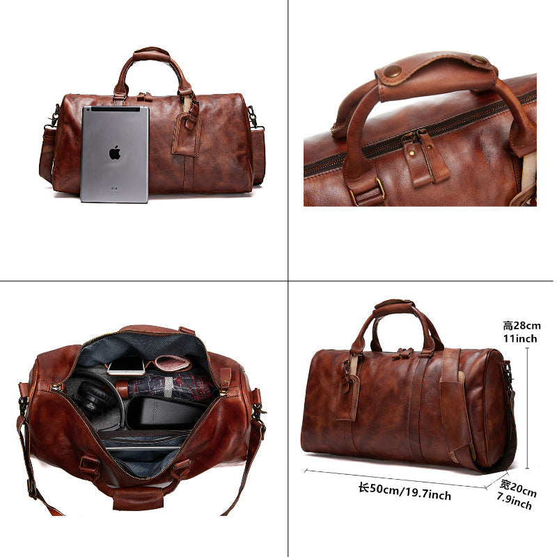 Livorno Men's Leather Weekender Duffle Bag, view 3
