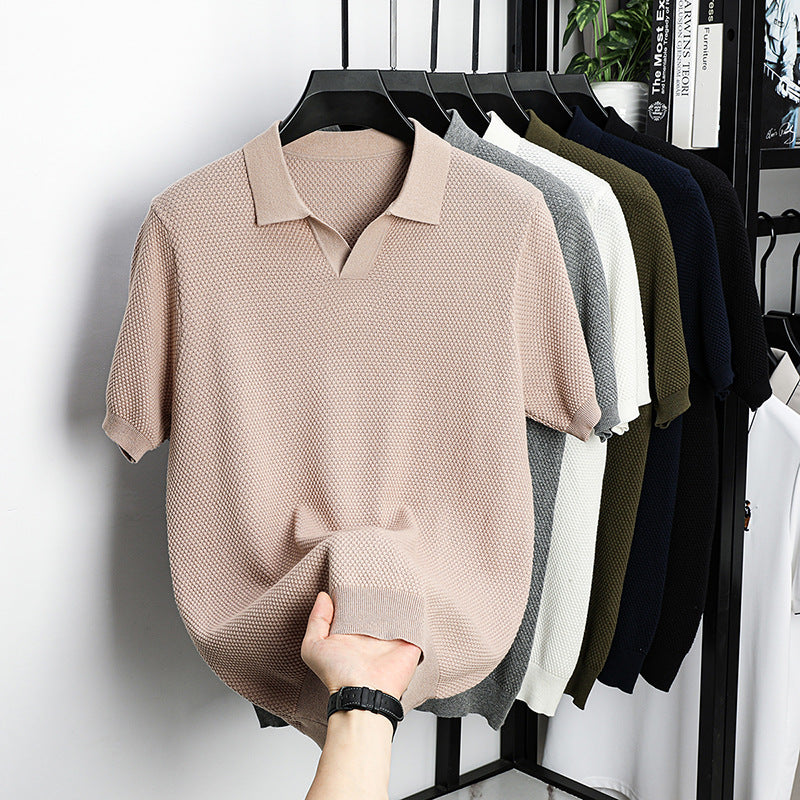 Itacare Men's Textured Knit Polo in 5327/khaki, view 1