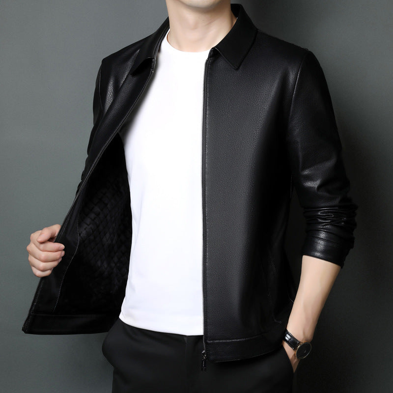 Teresopolis Men's Brown Leather Jacket in Black (with Velvet Lining), view 1