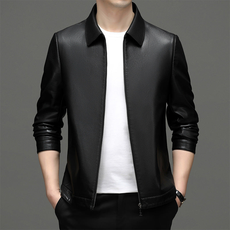 Teresopolis Men's Brown Leather Jacket in Black (thin Interior), view 1
