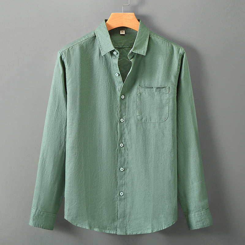 Paraty Men's Long-Sleeve Linen Shirt & Pants Set in Green, view 1