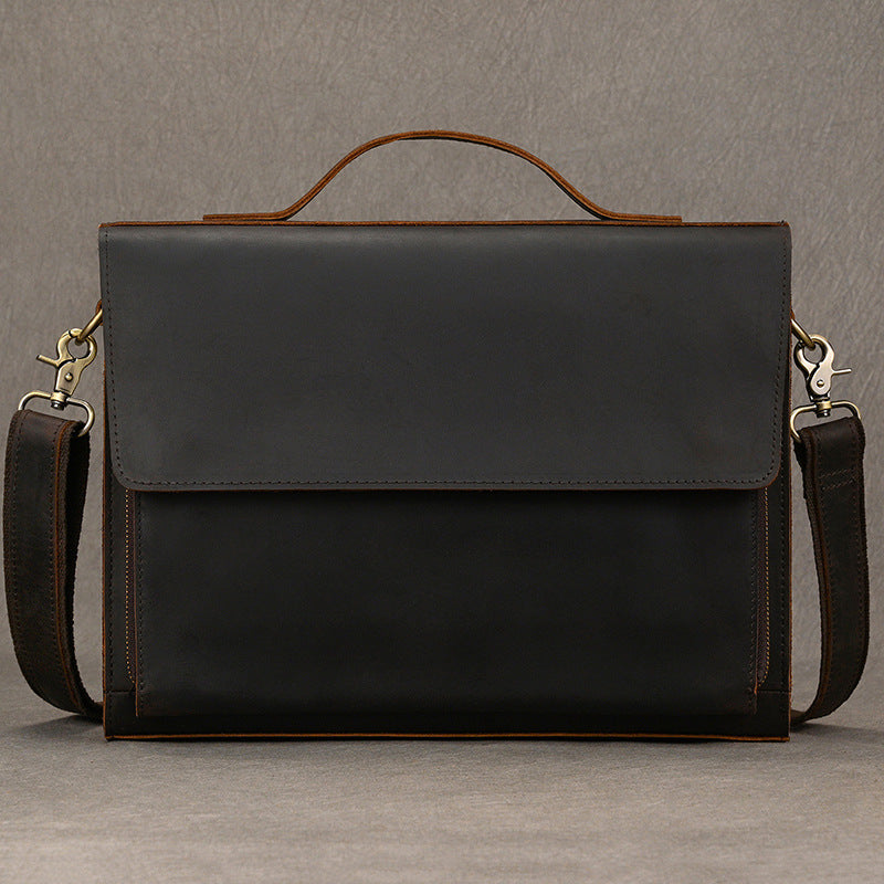 Bergamo Men's Leather Briefcase in dark brown, view 1