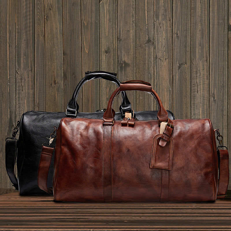 Livorno Men's Leather Weekender Duffle Bag, view 4