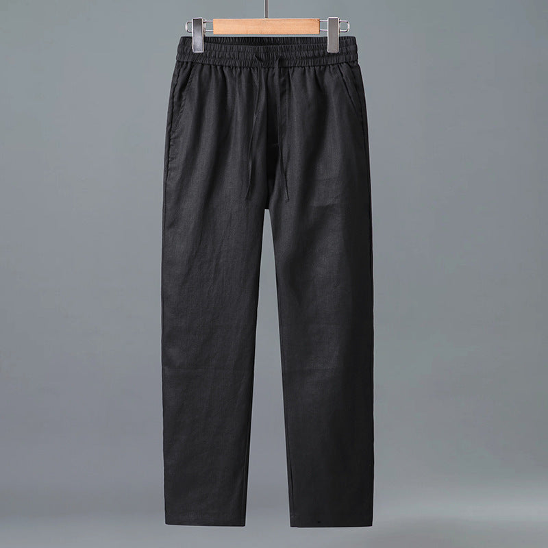 Paraty Men's Long-Sleeve Linen Shirt & Pants Set in Black 3, view 1
