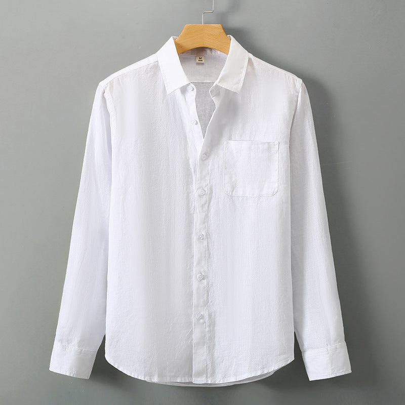 Paraty Men's Long-Sleeve Linen Shirt & Pants Set in White, view 1
