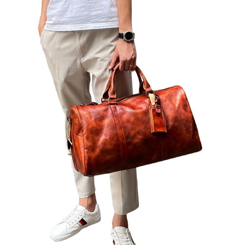 Livorno Men's Leather Weekender Duffle Bag, view 5