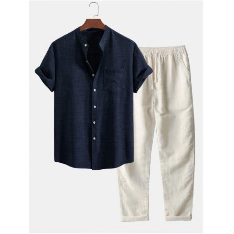 Boipeba Men's Pinstripe Shirt & Pants Set, view 12