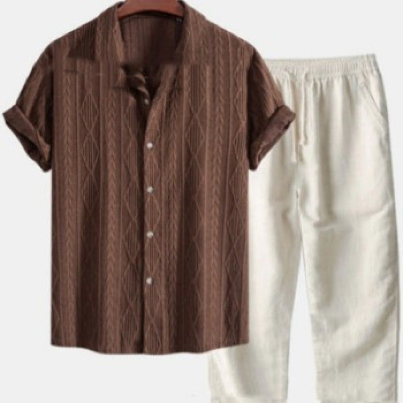 Boipeba Men's Pinstripe Shirt & Pants Set, view 11