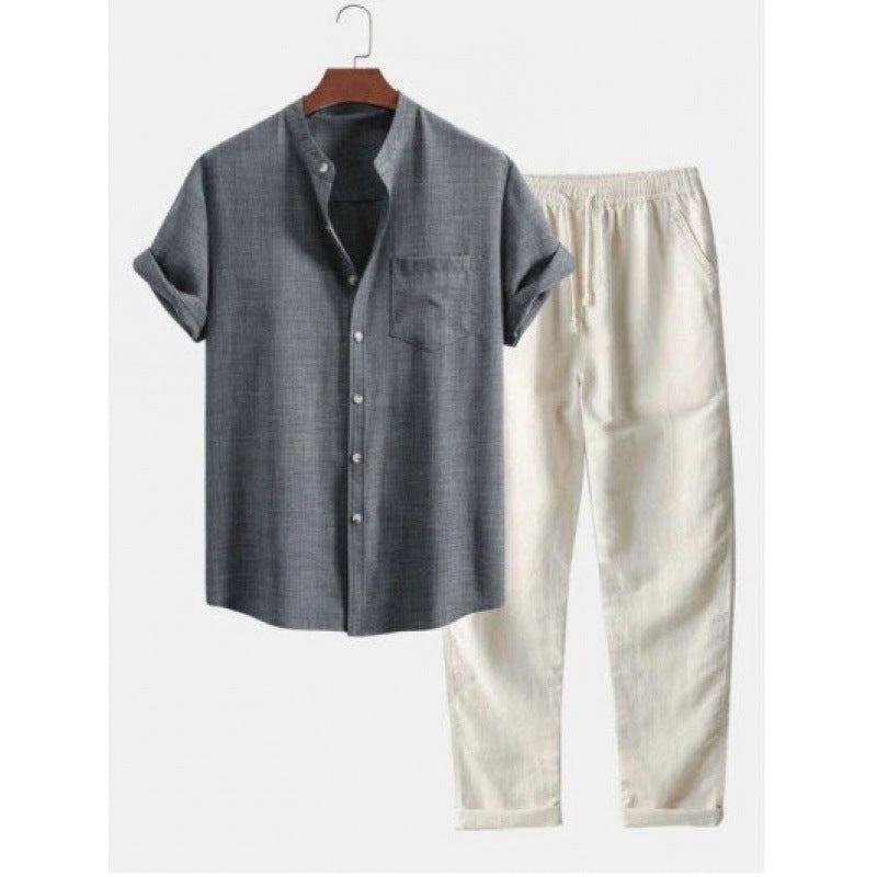 Boipeba Men's Pinstripe Shirt & Pants Set, view 13