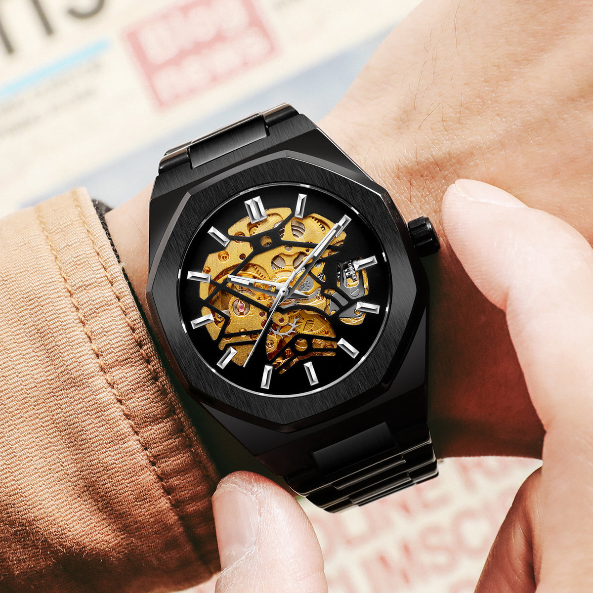 Cortina Men's Skeleton Automatic Watch, view 4