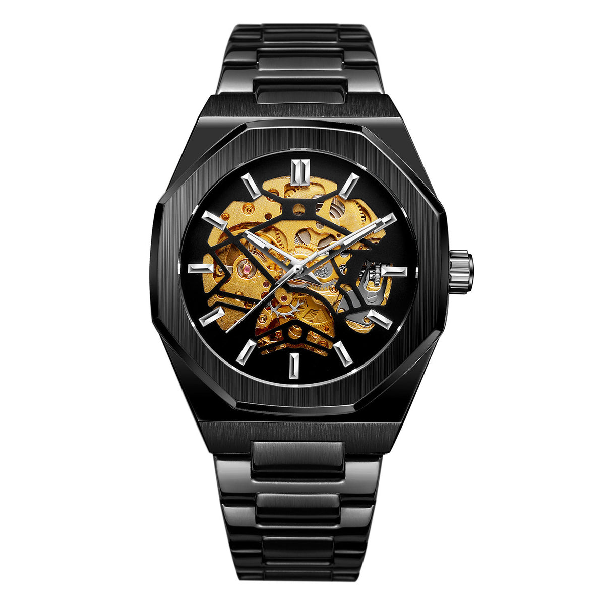 Cortina Men's Skeleton Automatic Watch in Black shell gold surface, view 1