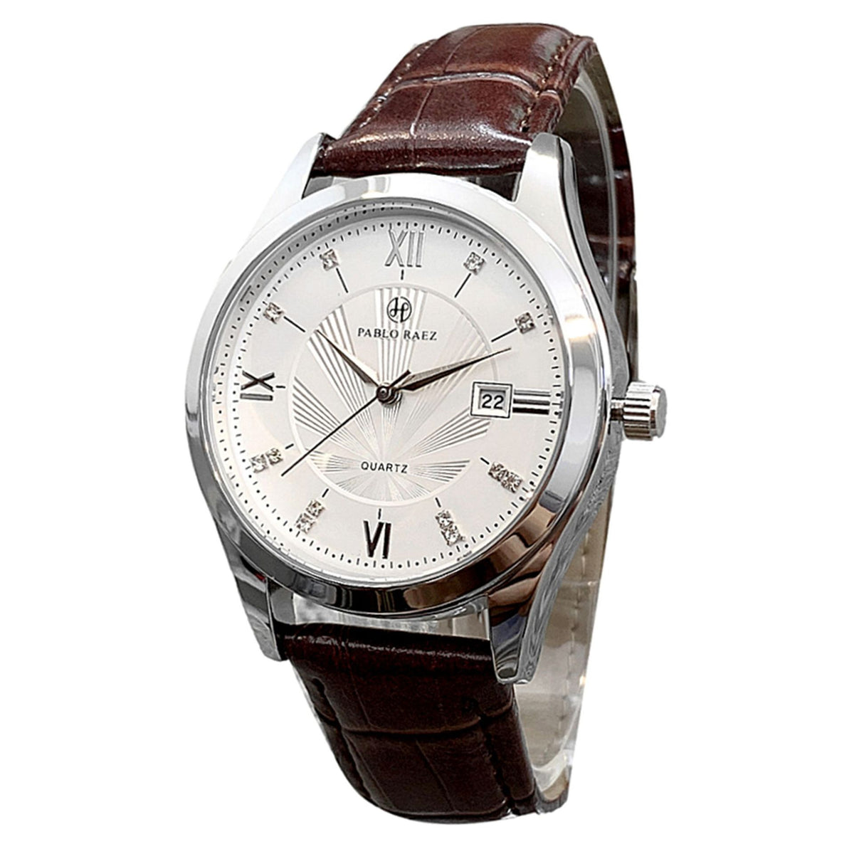 Verona Men's Classic Quartz Watch in Ray series brown with white surface, view 1
