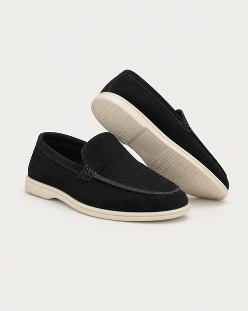 Ravello Men's Suede Loafer in Nero, view 1