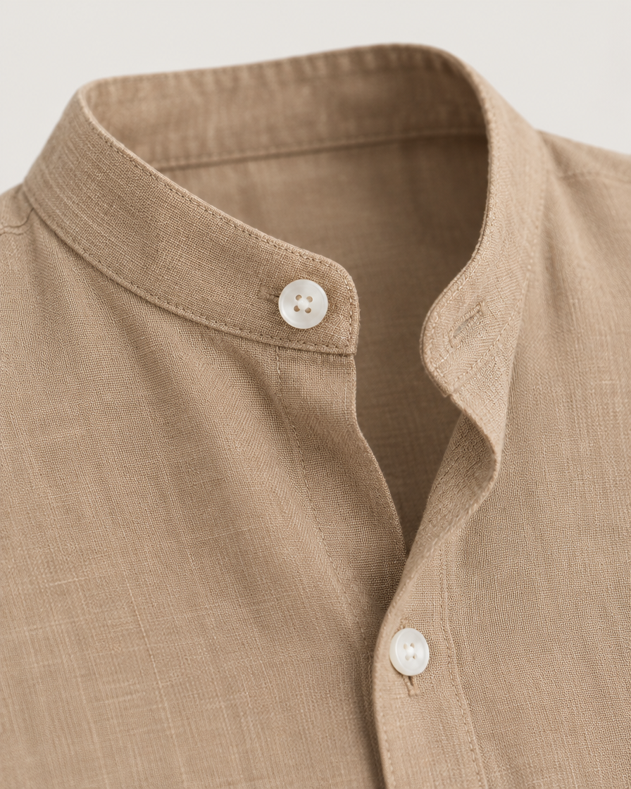 Trancoso Men's Band Collar Linen Shirt & Pants Set, view 3