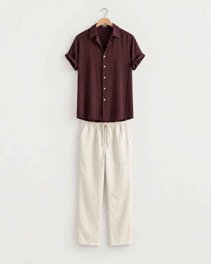 Caraiva Men's Camp Collar Shirt & Pants Set, view 1