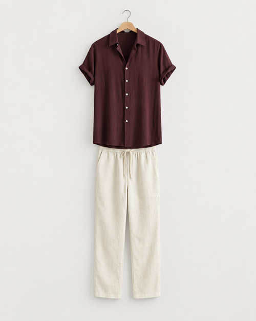 Caraiva Men's Camp Collar Shirt & Pants Set, view 1