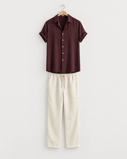 Caraiva Men's Camp Collar Shirt & Pants Set, view 1