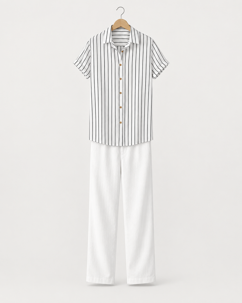 Boipeba Men's Pinstripe Shirt & Pants Set, view 1