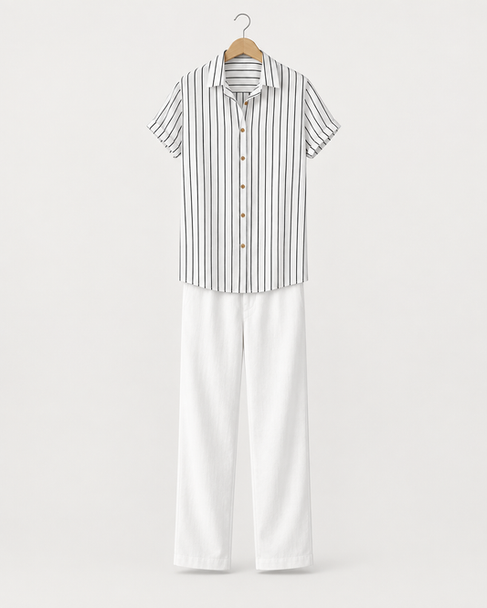 Boipeba Men's Pinstripe Shirt & Pants Set, view 1