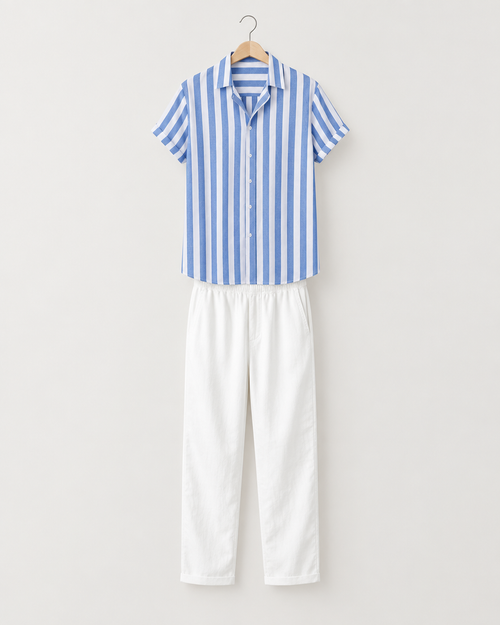 Ilhabela Men's Striped Linen Shirt & Pants Set, view 1