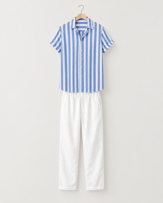 Ilhabela Men's Striped Linen Shirt & Pants Set, view 1