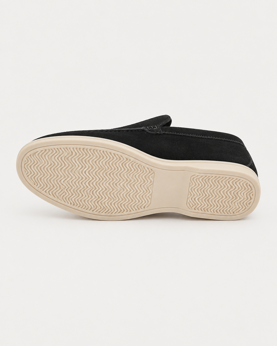 Ravello Men's Suede Loafer in Nero, view 6