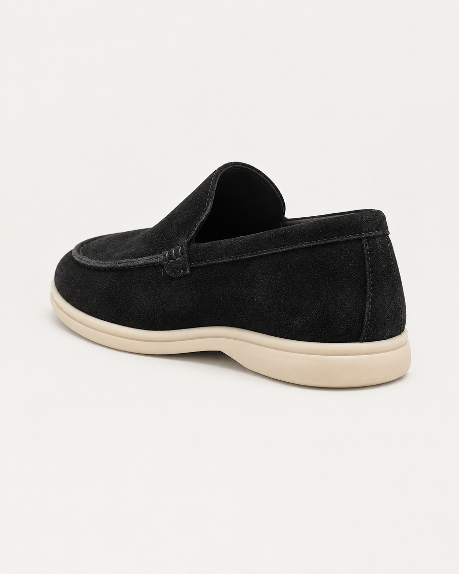 Ravello Men's Suede Loafer in Nero, view 5