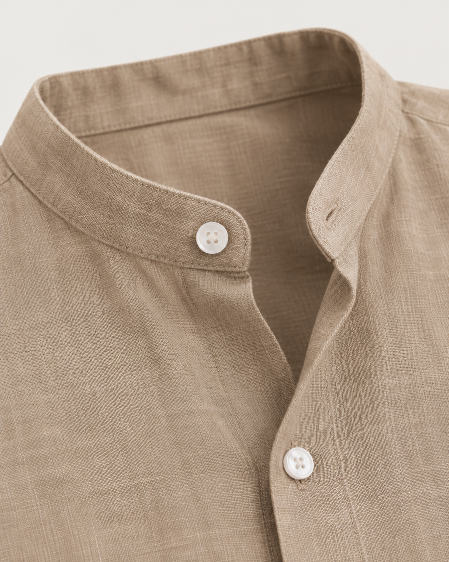 Arraial Men's Band Collar Linen Shirt & Pants Set, view 4