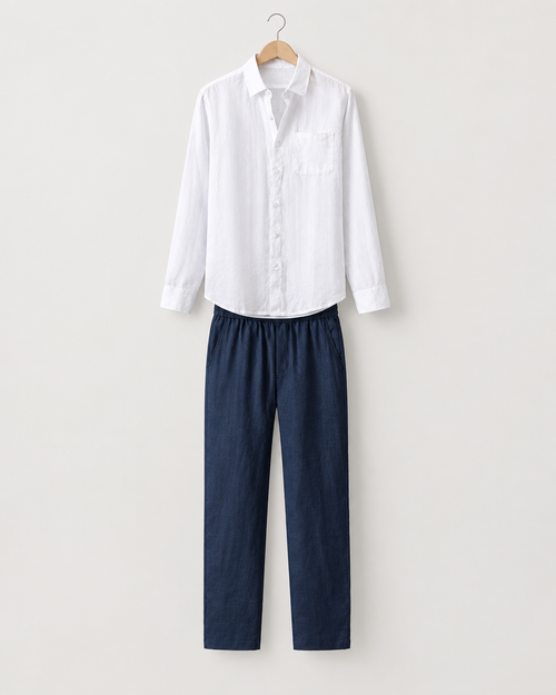 Paraty Men's Long-Sleeve Linen Shirt & Pants Set, view 1