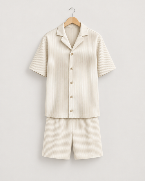 Camburi Men's Ribbed Shirt & Shorts Set, view 1