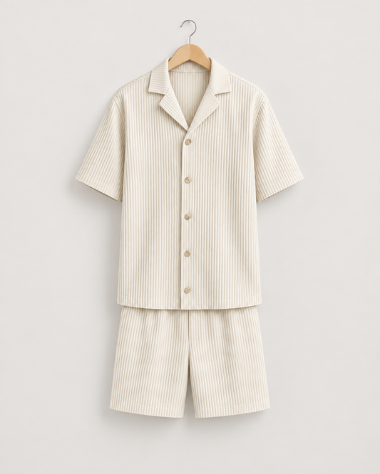 Camburi Men's Ribbed Shirt & Shorts Set, view 1