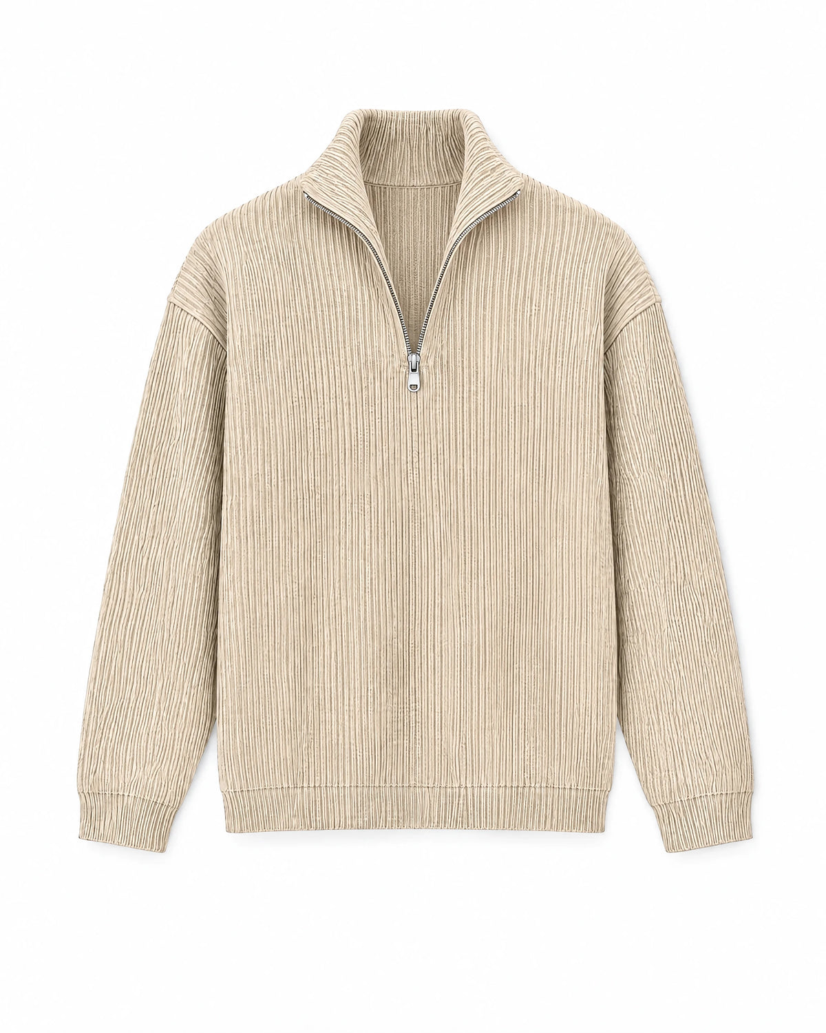 Gramado Men's Ribbed Quarter-Zip Pullover in Apricot, front view