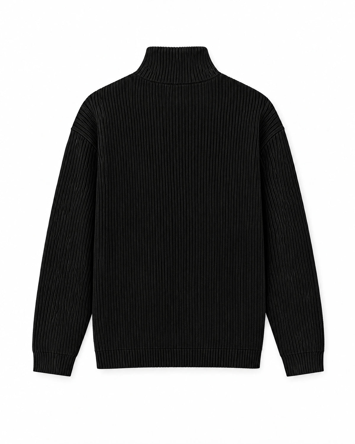 Gramado Men's Ribbed Quarter-Zip Pullover in Black, back view