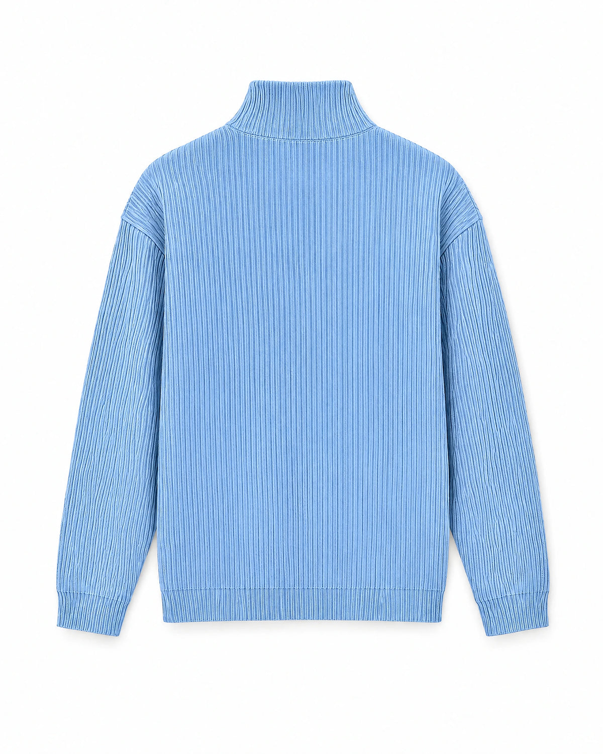 Gramado Men's Ribbed Quarter-Zip Pullover in Light blue, back view