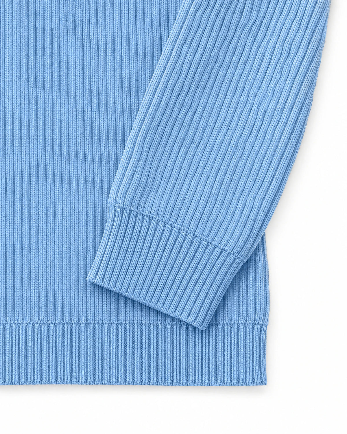 Gramado Men's Ribbed Quarter-Zip Pullover in Light blue, rib and cuff detail