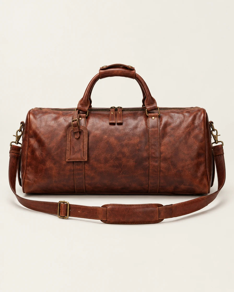 Livorno Men's Leather Weekender Duffle Bag, view 2