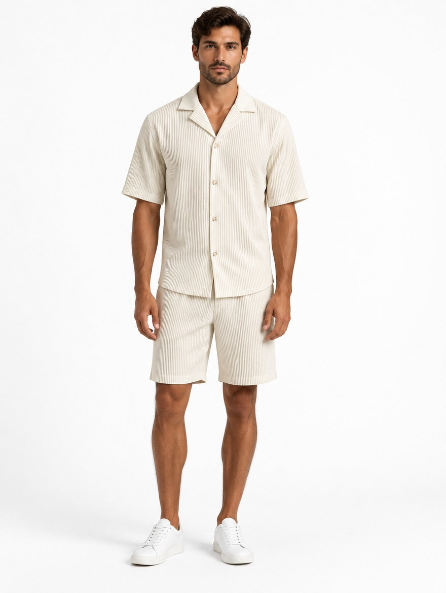 Camburi Men's Ribbed Shirt & Shorts Set, view 2