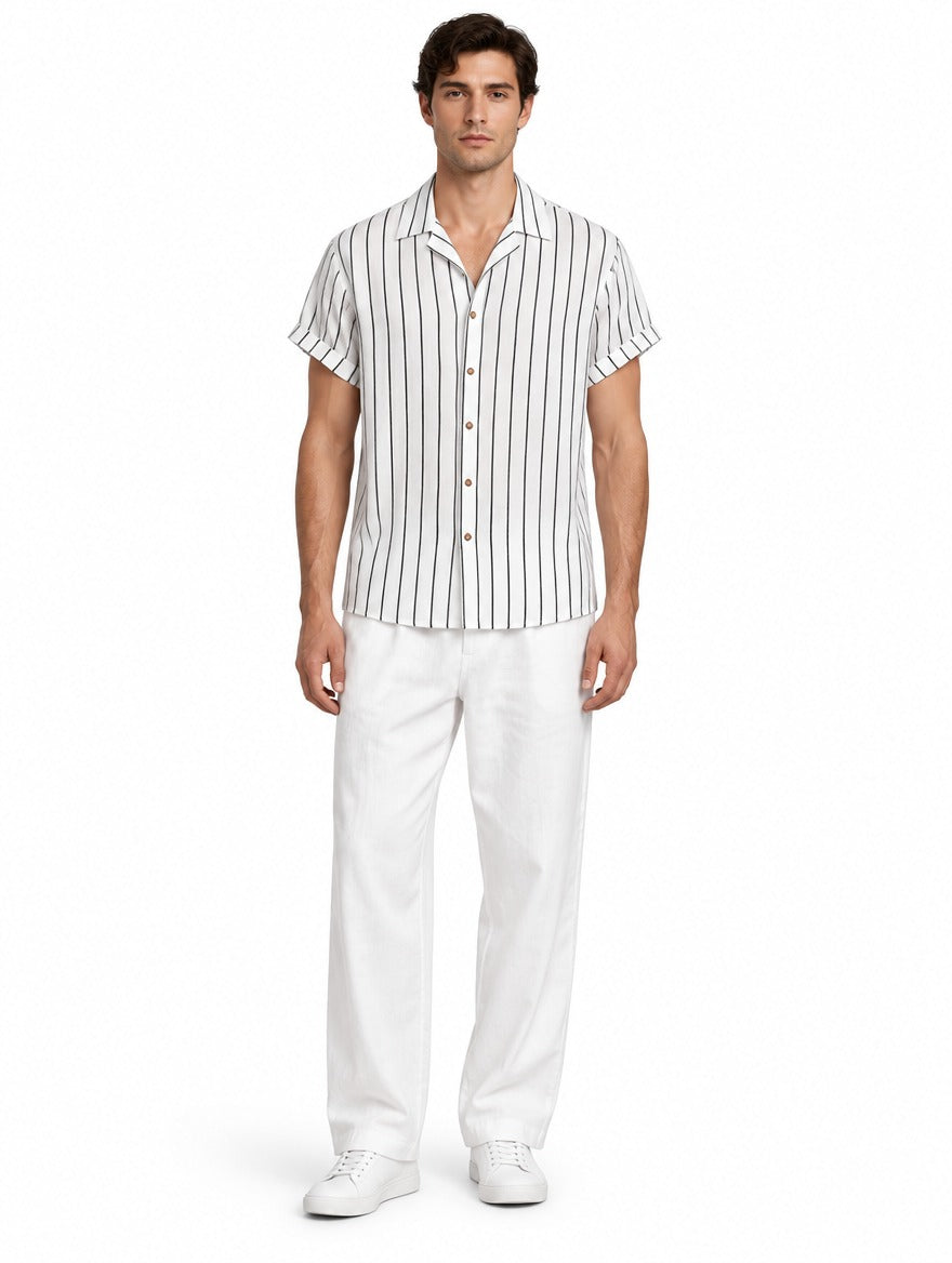 Boipeba Men's Pinstripe Shirt & Pants Set, view 2
