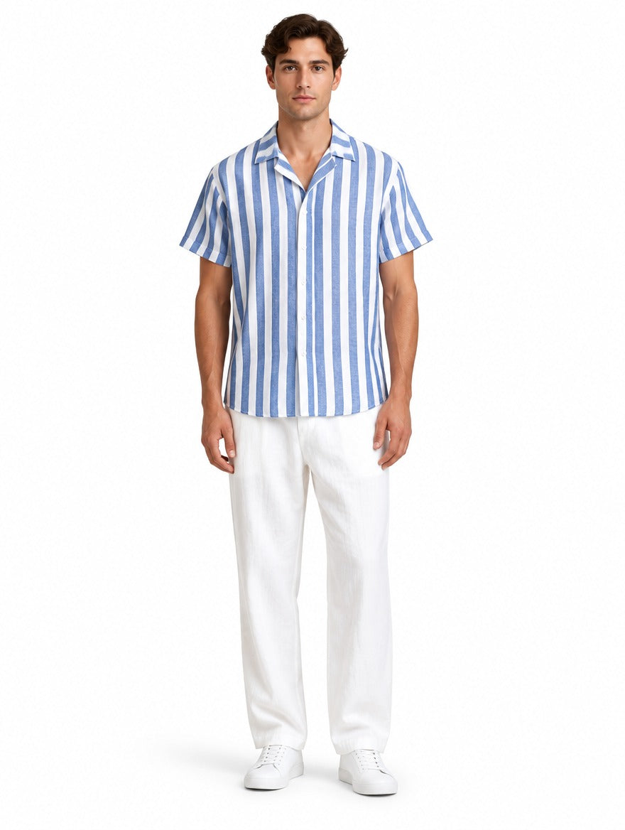 Ilhabela Men's Striped Linen Shirt & Pants Set, view 2